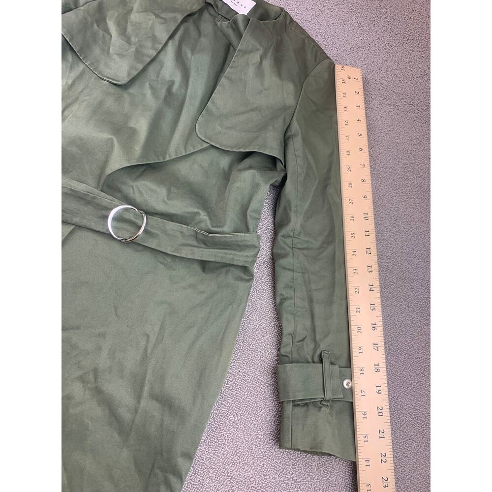 Sandro Paris Women's 36 Belted‎ Green Trench Coat 100% Cotton - Picture 7 of 10